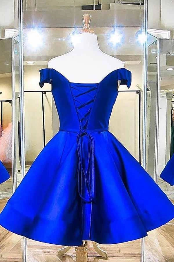 OKBBN's gorgeous off shoulder satin perfectly tailored sleeveless Homecoming Dresses