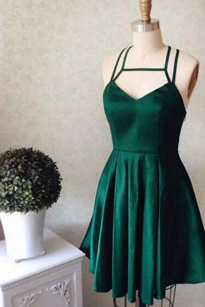 OKBBN's gorgeous satin backless neckline cut elegant slim fit short Homecoming Dresses