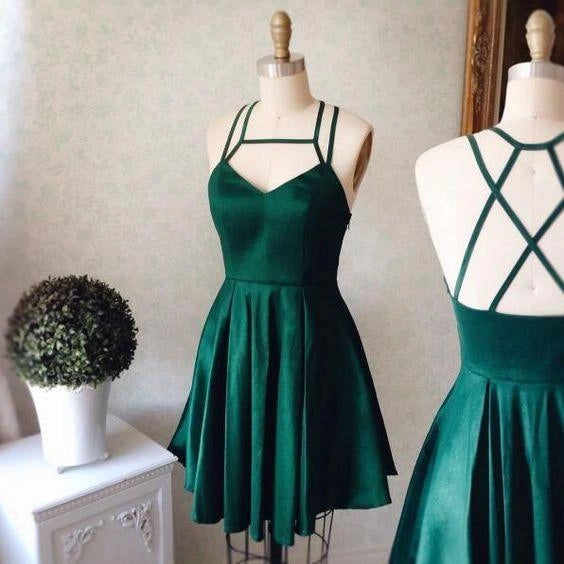 OKBBN's gorgeous satin backless neckline cut elegant slim fit short Homecoming Dresses
