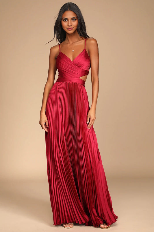 OKBBN's gorgeous thin shoulder strap V-neck pleated hollow Homecoming Dresses