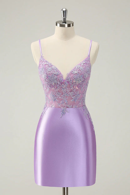 OKBBN's gorgeous tight fitting thin shoulder strap sequin short Homecoming Dresses