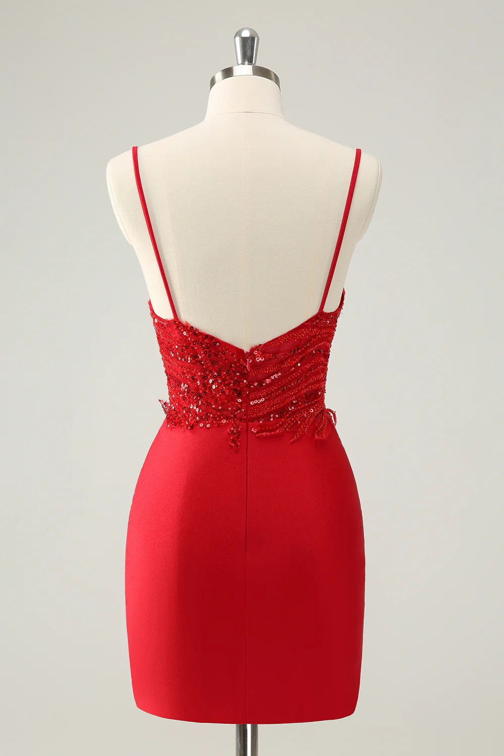 OKBBN's gorgeous tight fitting thin shoulder strap sequin short Homecoming Dresses