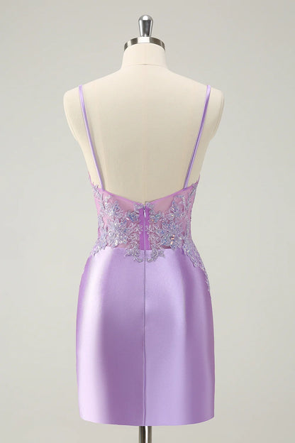 OKBBN's gorgeous tight fitting thin shoulder strap sequin short Homecoming Dresses