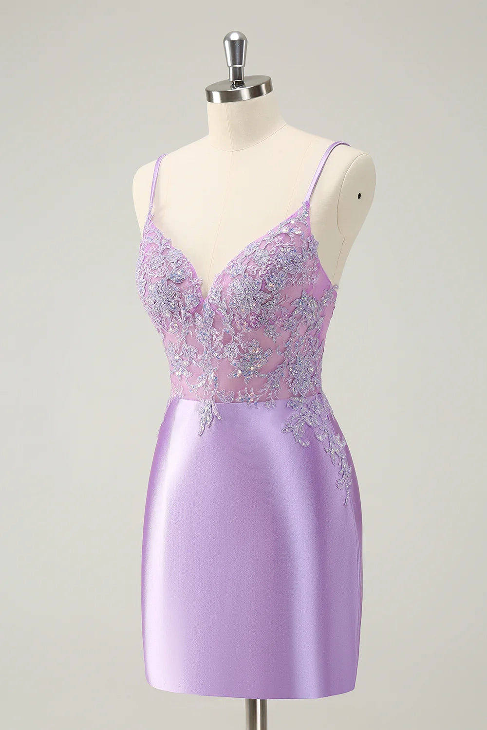 OKBBN's gorgeous tight fitting thin shoulder strap sequin short Homecoming Dresses