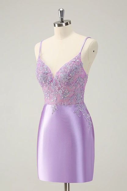 OKBBN's gorgeous tight fitting thin shoulder strap sequin short Homecoming Dresses