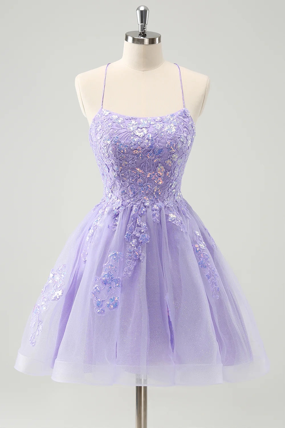 OKBBN shiny back strap A-line thin shoulder strap sequins short Homecoming Dresses
