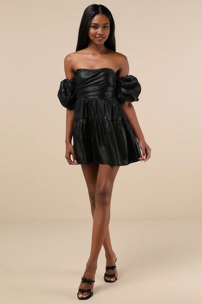 OKBBN's impressive layered off shoulder mini Homecoming Dresses