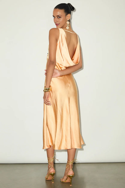 OKBBN's incredible satin hanging back mid length sling Homecoming Dresses