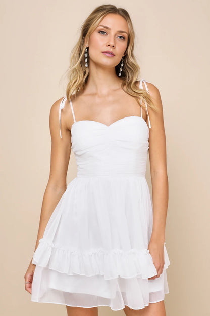 OKBBN's lightweight chiffon pleated chicken heart collar with adjustable shoulder straps and ruffled edges Homecoming Dresses