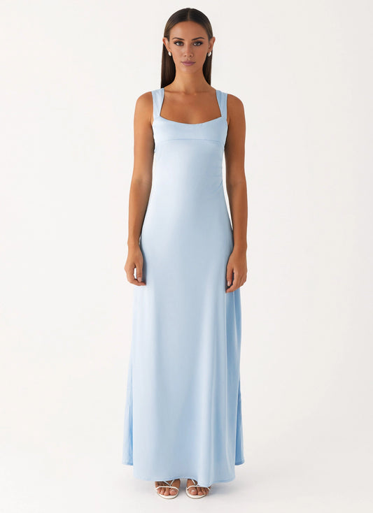 OKBBN's luxurious round neck fully lined elegant and flowing long skirt Prom Dresses