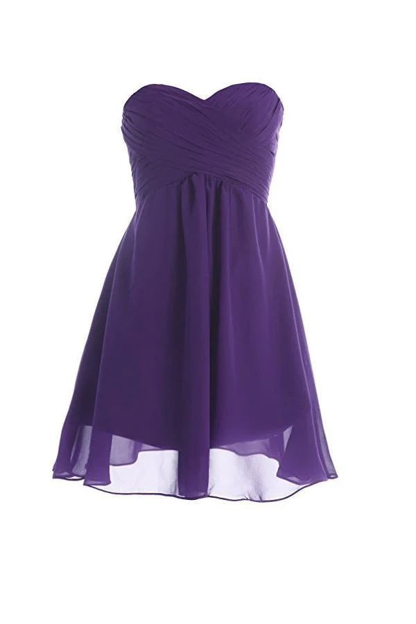 OKBBN's minimalist chiffon off shoulder sleeveless pleated Homecoming Dresses