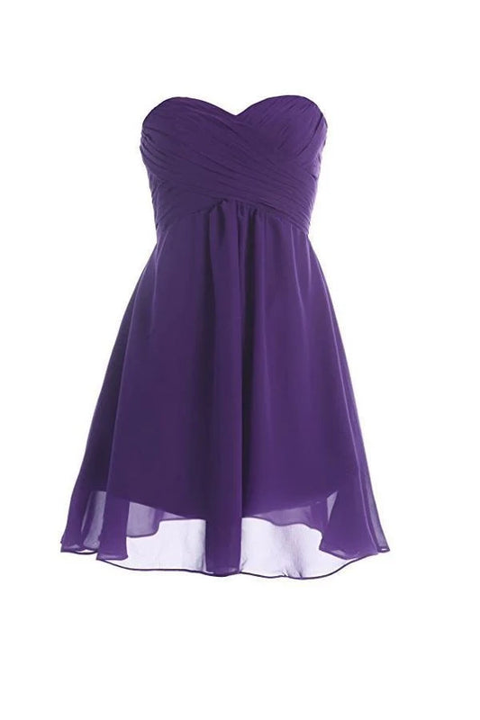 OKBBN's minimalist chiffon off shoulder sleeveless pleated Homecoming Dresses