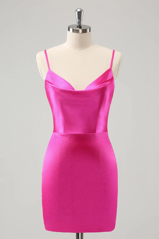 OKBBN's minimalist hanging collar backless tight short Homecoming Dresses