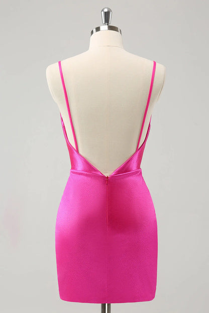 OKBBN's minimalist hanging collar backless tight short Homecoming Dresses
