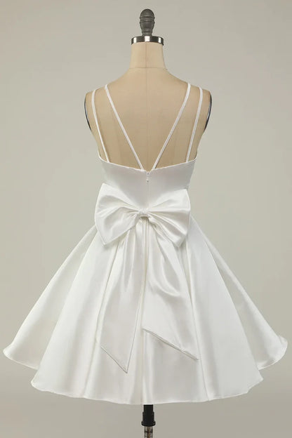 OKBBN's minimalist satin A-line short Homecoming Dresses