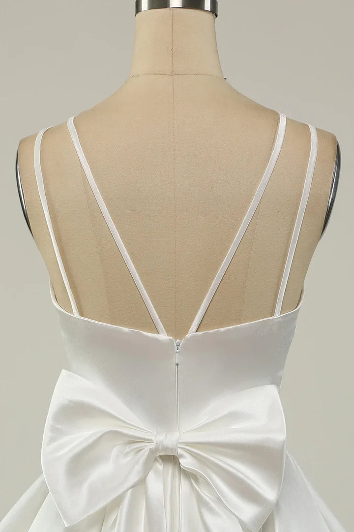OKBBN's minimalist satin A-line short Homecoming Dresses