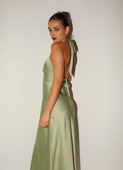 OKBBN's perfect thick satin V-neck backless stunning Prom Dresses