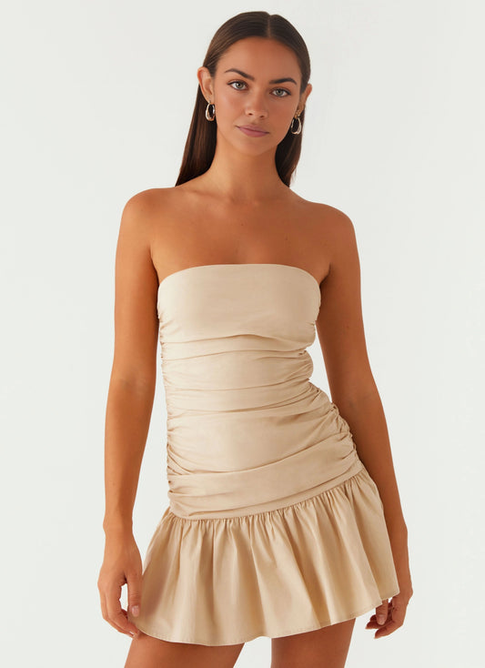 OKBBN's playful off shoulder pleated hem, side flared skirt, and eye-catching Prom Dresses