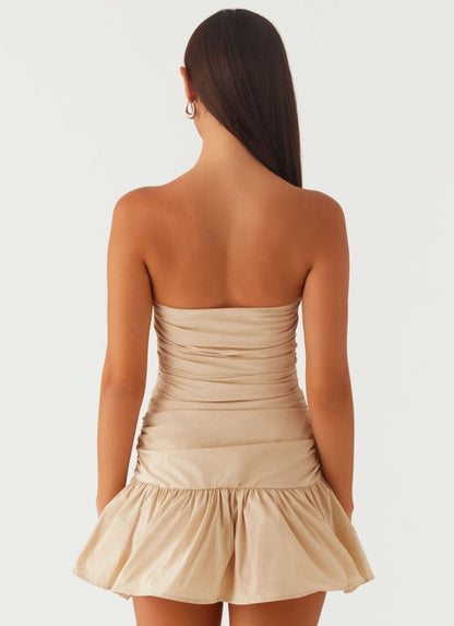 OKBBN's playful off shoulder pleated hem, side flared skirt, and eye-catching Prom Dresses