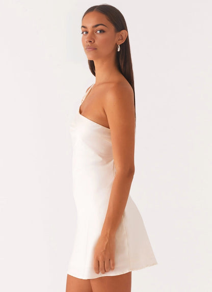 OKBBN's pure luxury satin single shoulder backless eye-catching Prom Dresses