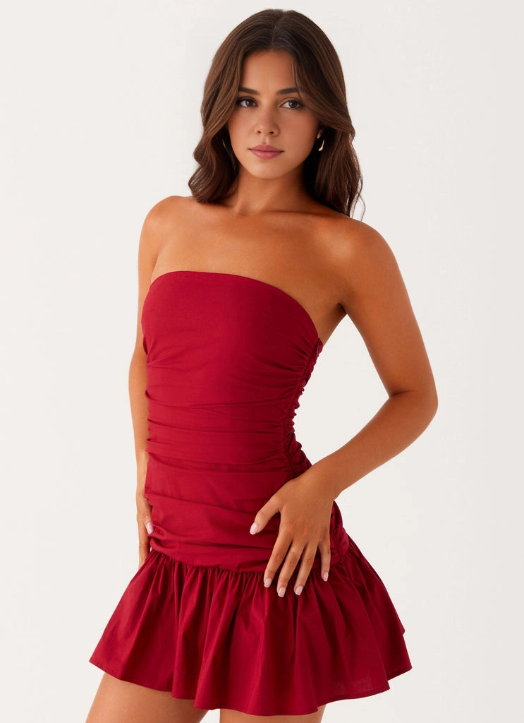 OKBBN's sexy and playful off shoulder side pleated flared skirt is the perfect choice Prom Dresses