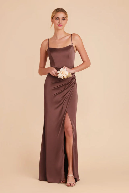 OKBBN's simple and stylish tight corset with detachable shoulder straps, strapless round neck, and floor Prom Dresses