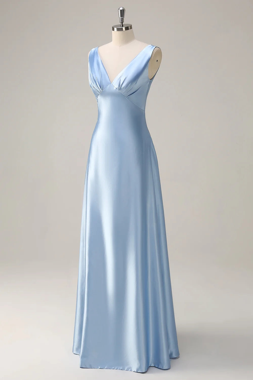 OKBBN's stunning A-line V-neck pleated long Bridesmaid Dresses