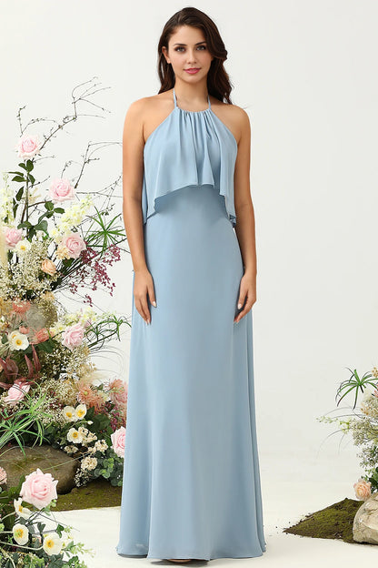 OKBBN's stunning A-line backless chiffon ruffled Bridesmaid Dresses