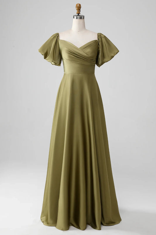 OKBBN's stunning A-line off shoulder long short sleeved Bridesmaid Dresses