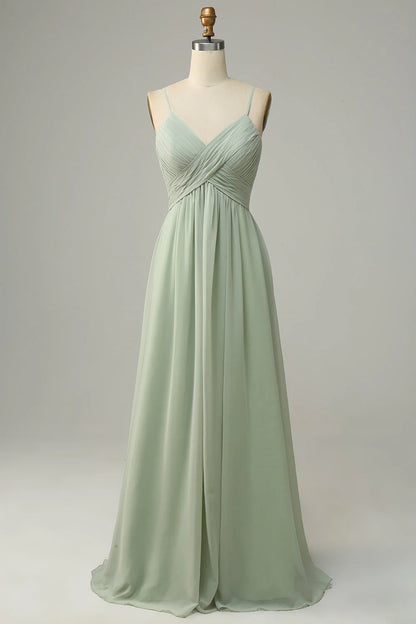 OKBBN's stunning A-line slim shoulder strap chiffon sleeveless Bridesmaid Dresses