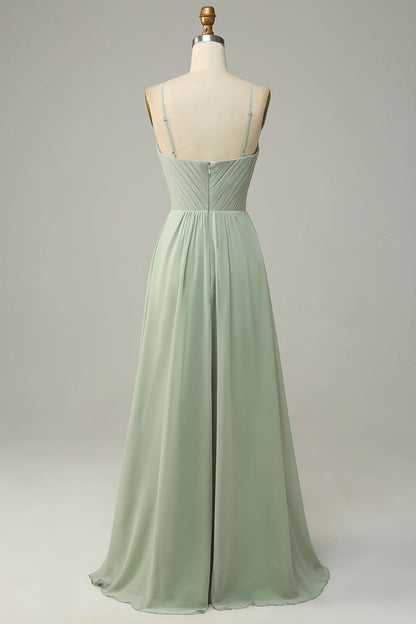 OKBBN's stunning A-line slim shoulder strap chiffon sleeveless Bridesmaid Dresses