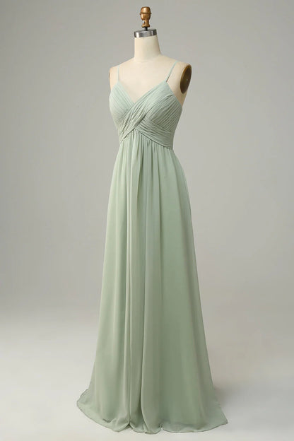 OKBBN's stunning A-line slim shoulder strap chiffon sleeveless Bridesmaid Dresses