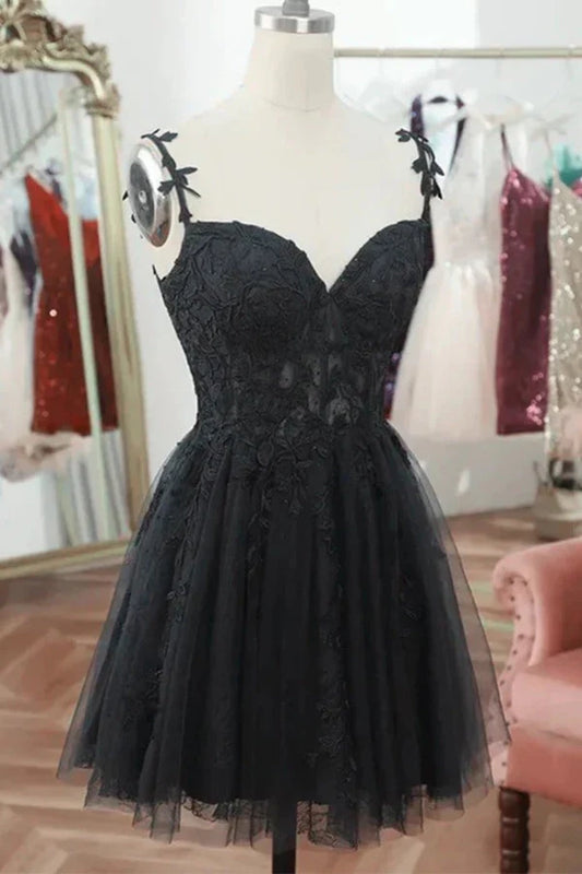 OKBBN's stunning Sweetheart Lace Short Strap Homecoming Dresses