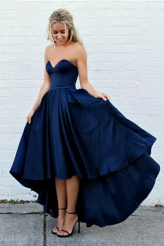 OKBBN's stunning satin high-low skirt with slender silhouette and elegant styling Homecoming Dresses
