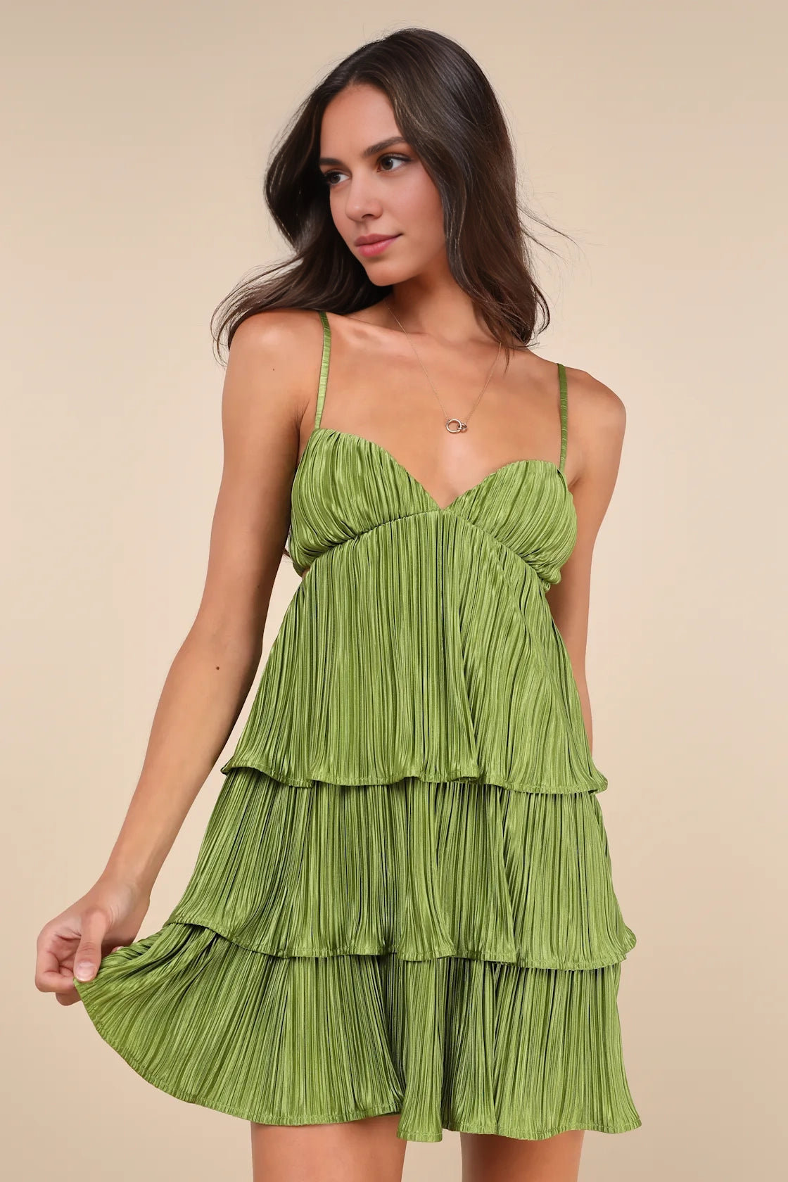 OKBBN's stunning satin pleated hollow layered mini sleeveless corset Homecoming Dresses