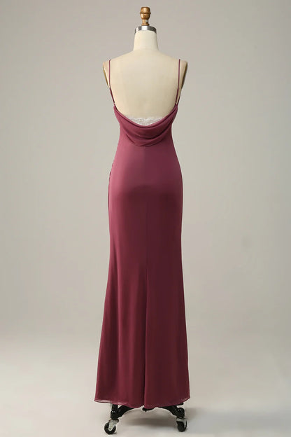 OKBBN's stunning slim fit slim shoulder straps hang down chiffon Bridesmaid Dresses