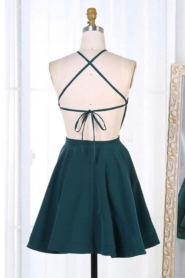 OKBBN's stylish and outstanding short satin thin shoulder straps Homecoming Dresses