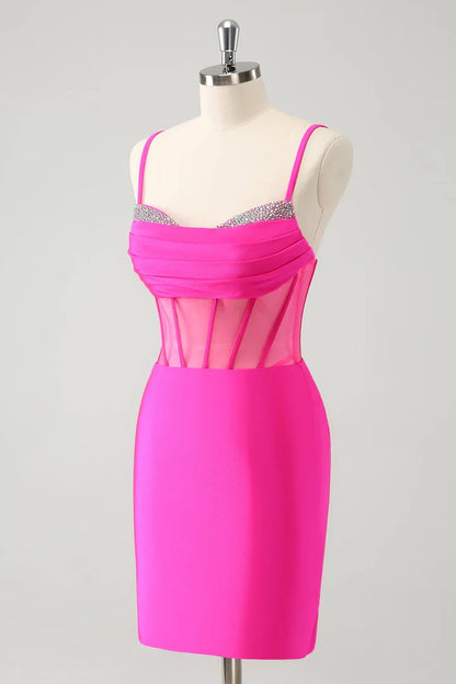 OKBBN's unique beaded tight pleated corset short Homecoming Dresses