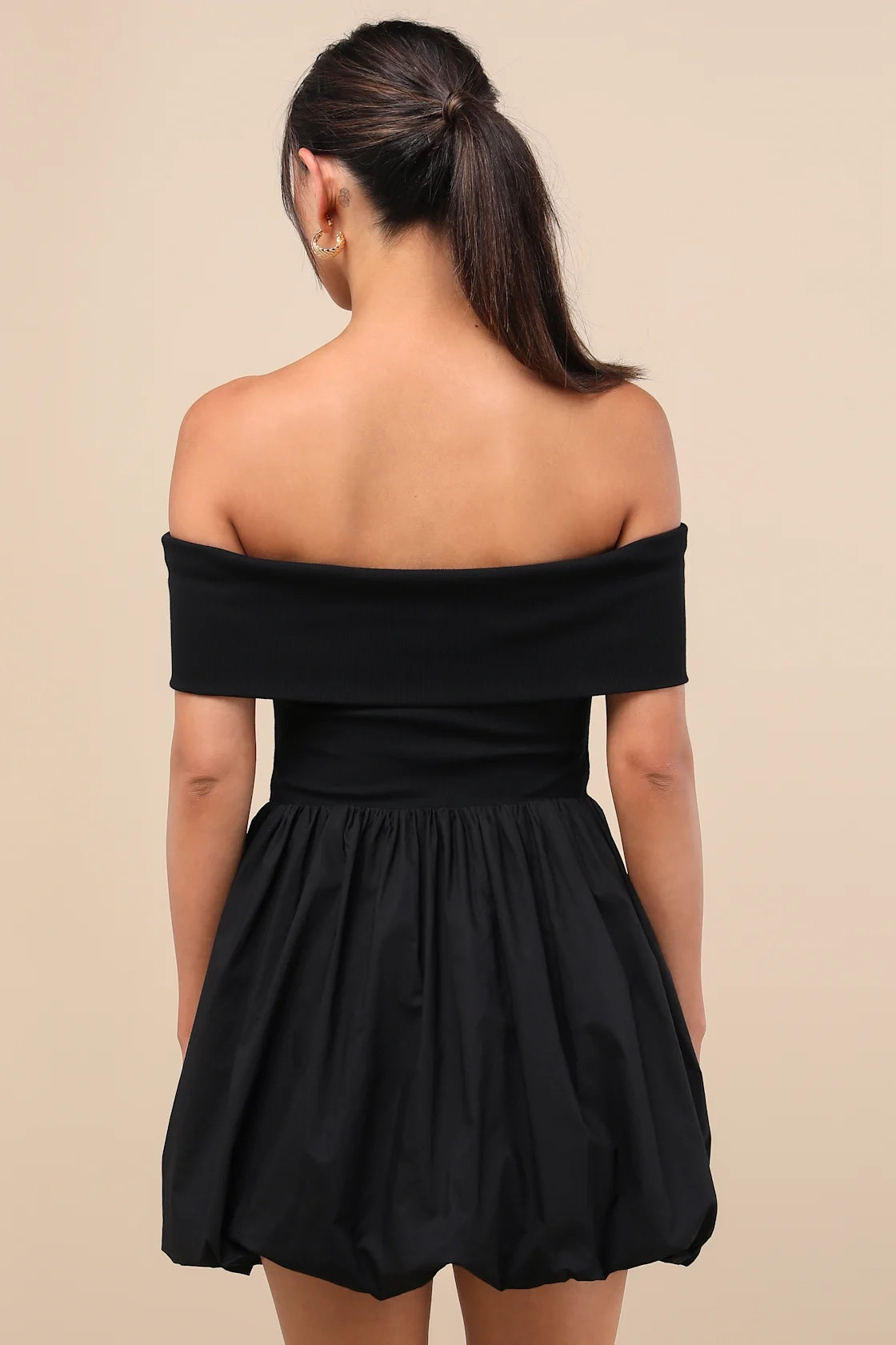 OKBBN's unique elastic knitted tight corset with a lapel and off shoulder poplin woven Homecoming Dresses