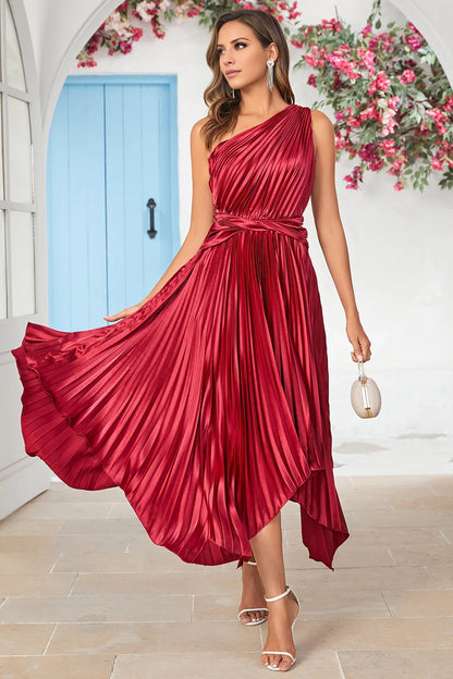 OKBBN's uniquely designed asymmetrical single shoulder Bridesmaid Dresses with unique pleats