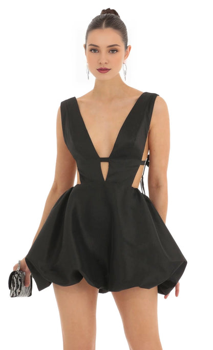 OKBBN's uniquely designed sexy sleeveless V-neck bubble skirt Homecoming Dresses