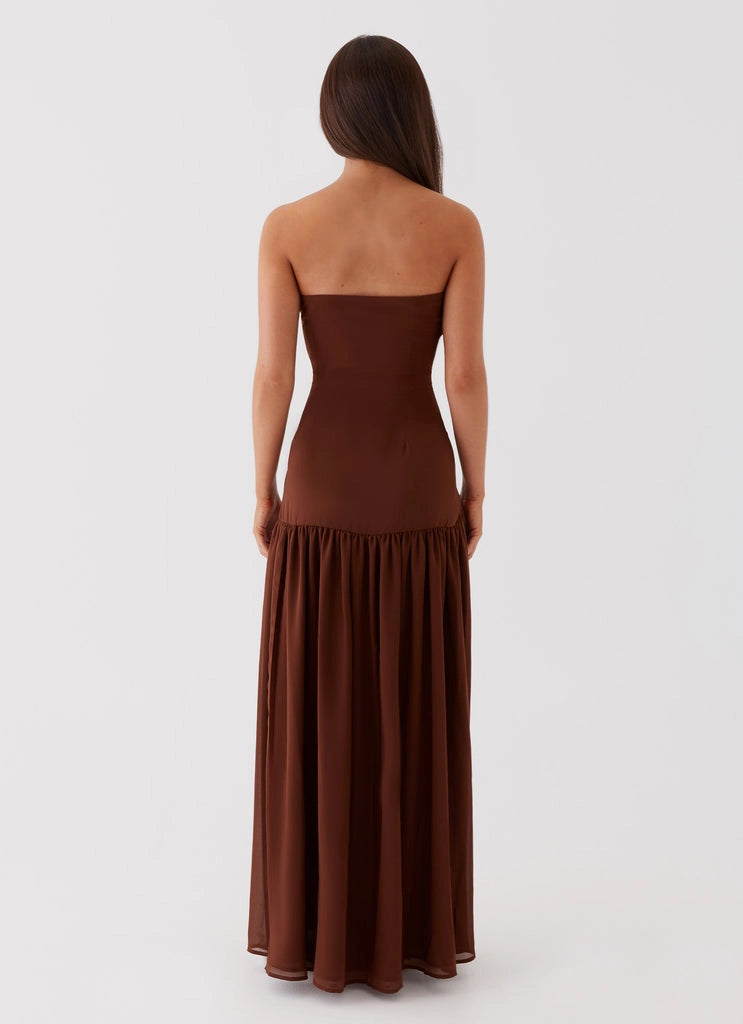 OKBBN's unique off shoulder collar with semi transparent chiffon front slit Prom Dresses