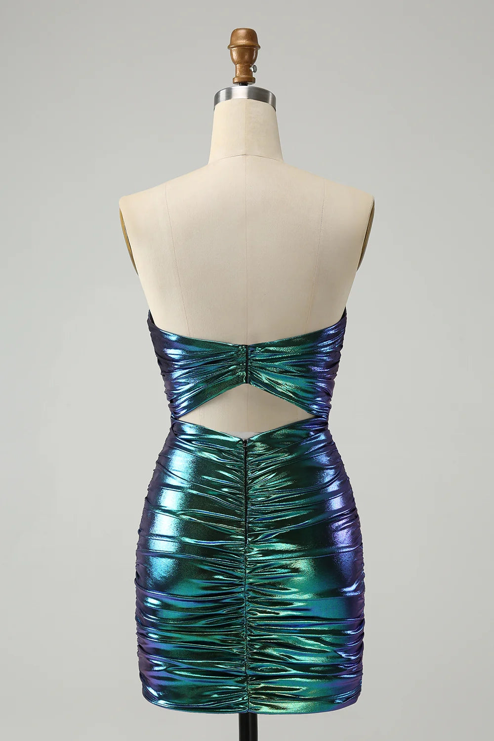 OKBBN's unique off shoulder lock hole pleated tight metal Homecoming Dresses