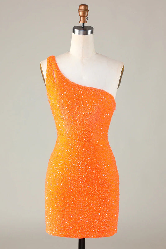 OKBBN's unique sequin shoulder tight bead short Homecoming Dresses