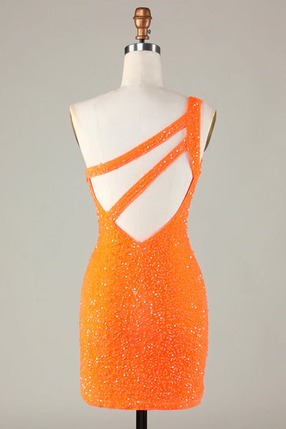 OKBBN's unique sequin shoulder tight bead short Homecoming Dresses