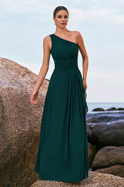 OKBBN's unique single shoulder chiffon pleated A-line Bridesmaid Dresses