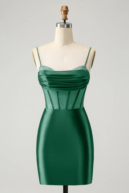 OKBBN's unique tight pleated corset short bead decoration Homecoming Dresses