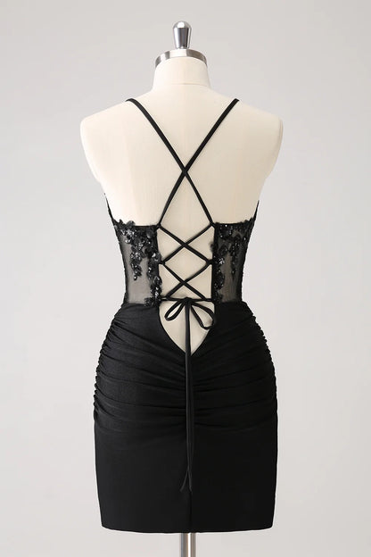 OKBBN's unique tight thin shoulder strap with sequins on the back strap Homecoming Dresses