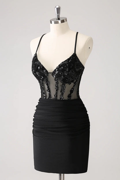 OKBBN's unique tight thin shoulder strap with sequins on the back strap Homecoming Dresses