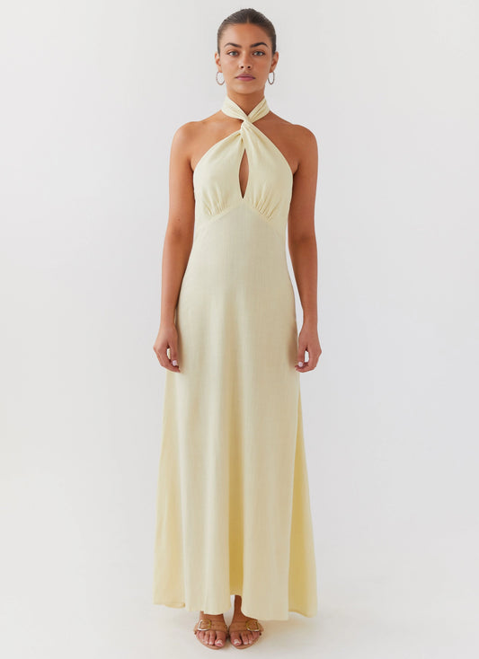 OKBBN beautiful linen backless collar with keyhole cut, backless shoulder Prom Dresses